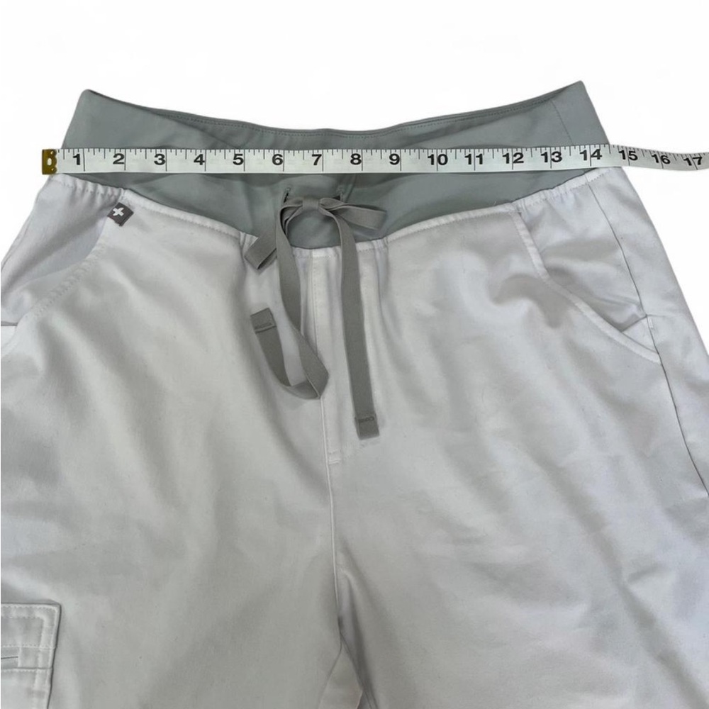 Figs Scrub bottoms Jogger Pants White with contrast grey waistband rare M pet - Picture 2 of 6